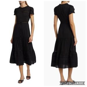 NWT Reformation Zebrina Flutter Sleeve Lace Detail Midi-Dress Size 0